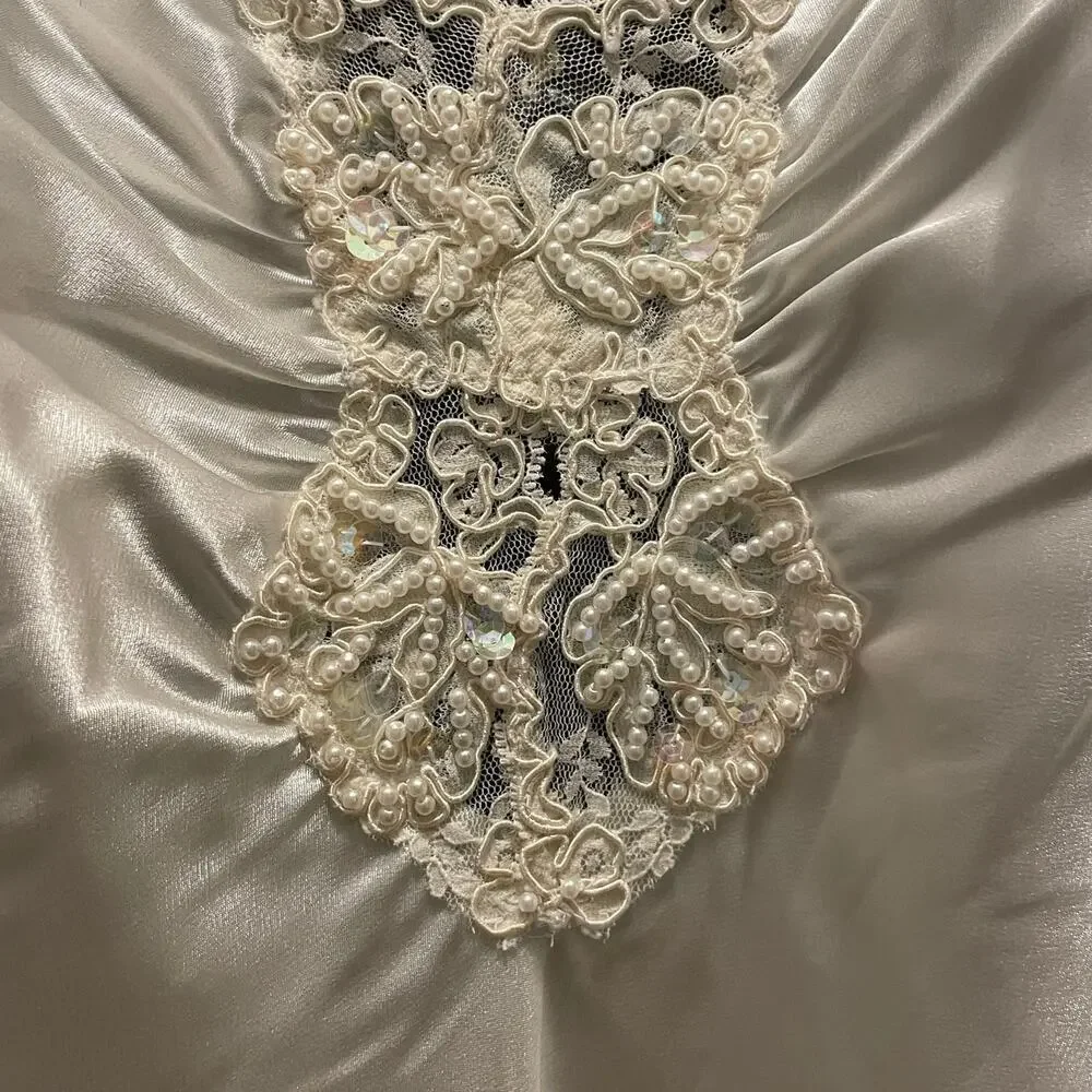 Vintage Deadstock Victoria’s Secret Satin Bridal Nightgown | Pearls, Sequins, M
